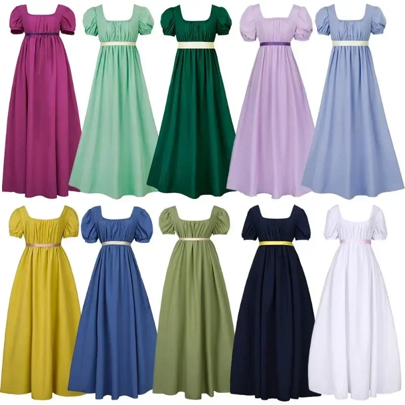 2026 Vintage Regency Dress with High-waisted Victorian Tea Gown for Women Victorian Ball Gown Dress