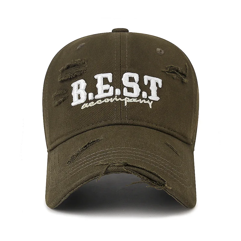 Mens Holes Baseball Cap Casual BEST Letter Embroidery Snapback Caps for Women Street Cotton Soft Top Trucker Dad Hats Sun Hats image 4