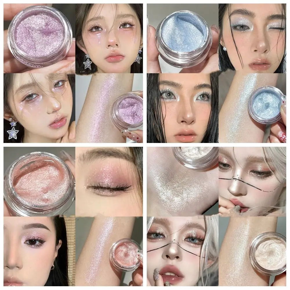 Palette di ombretti brillanti glitterati Ombretto monocromatico illuminante a lunga durata Polvere evidenziatore per trucco occhi facile da indossare