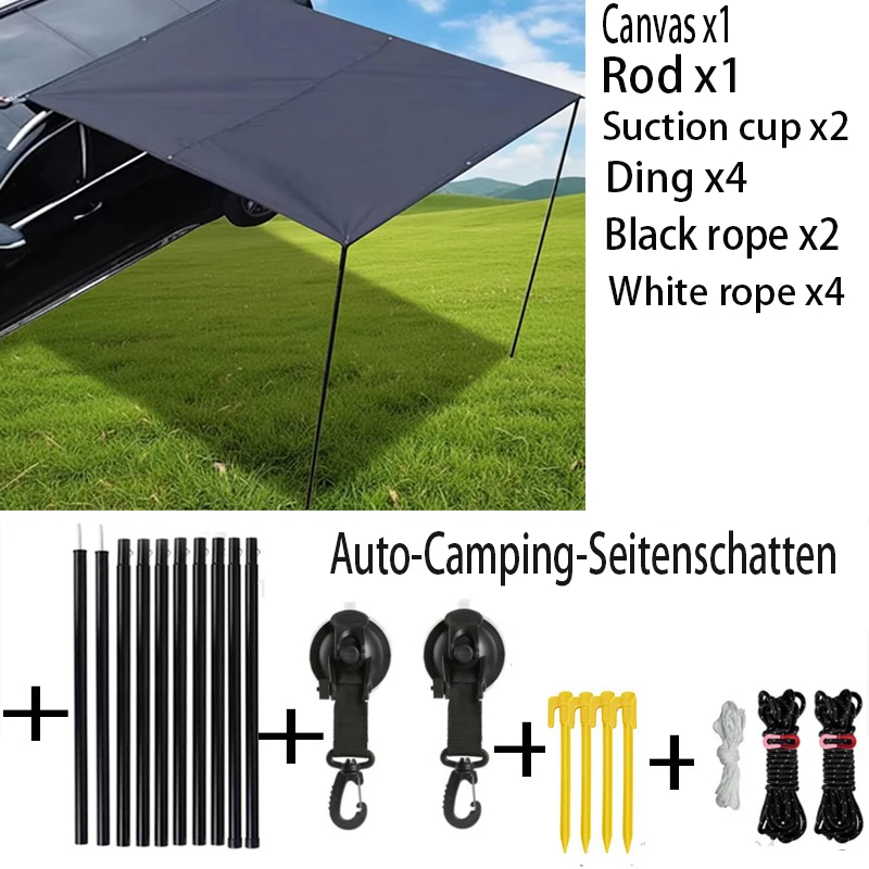 2x3m Auto-Seitenmarkise Sonnenschutz Geeignet für SUVs, LKWs, Vans, Wasserdichte Sonnenschutzzelte, Camping Tragbare Überdachungszelte