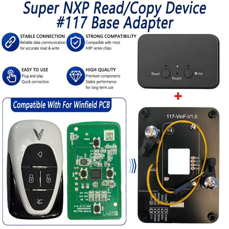 For Winfield Key All NXP Smart Keys Clones 4 Tokens & Unlimited Version Super NXP Killer Read Copy Device With Adapter Base
