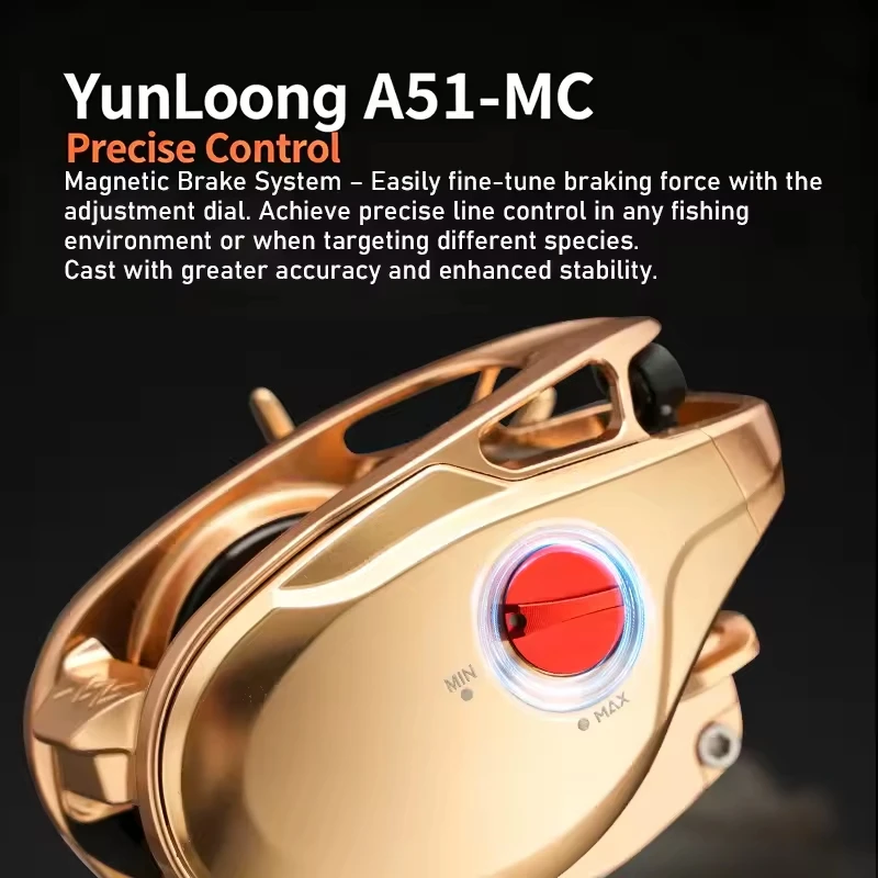 LOONGZE A51MC BFS Low Profile Baitcasting Reel 3.8kg Max Drag CNC Aluminum Magnetic Floating Brake Finesse Fishing Reel view 5