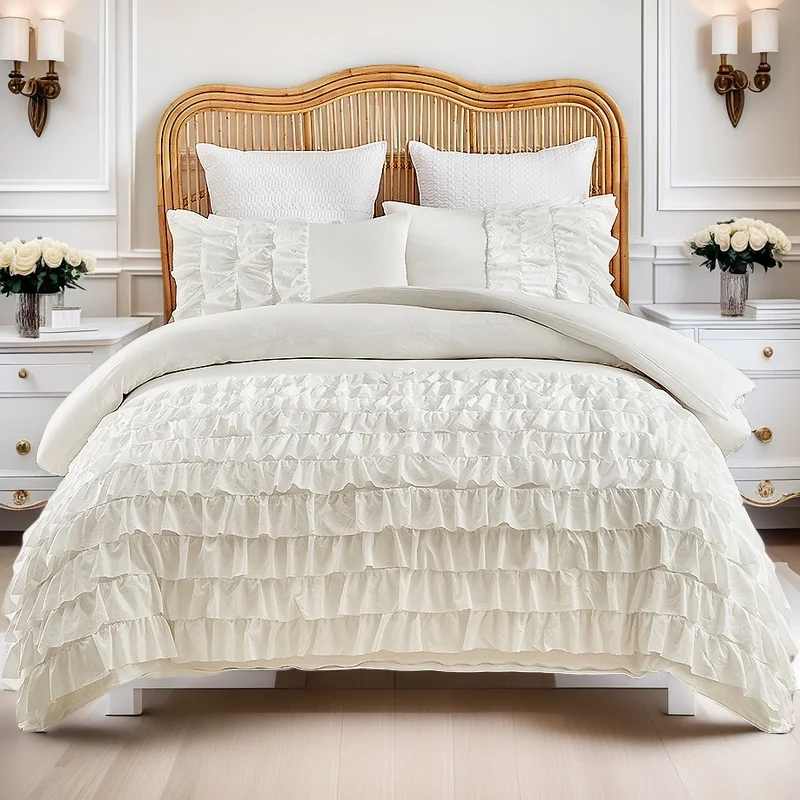 

WOSTAR кружевное белое пододеяльник в стиле принцессы с листьями лотоса 220x240, роскошное двуспальное постельное белье для пары, комплект постельного белья с двуспальной кроватью, полный королевский размер