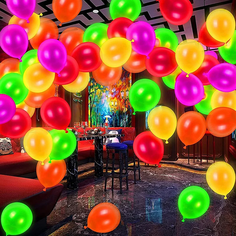 Ballons Fluorescents Réutilisables de 10 Pouces, Lueur dans le Noir, pour ixd'Anniversaire, Mariage, Bricolage, Arc, 10 Pièces