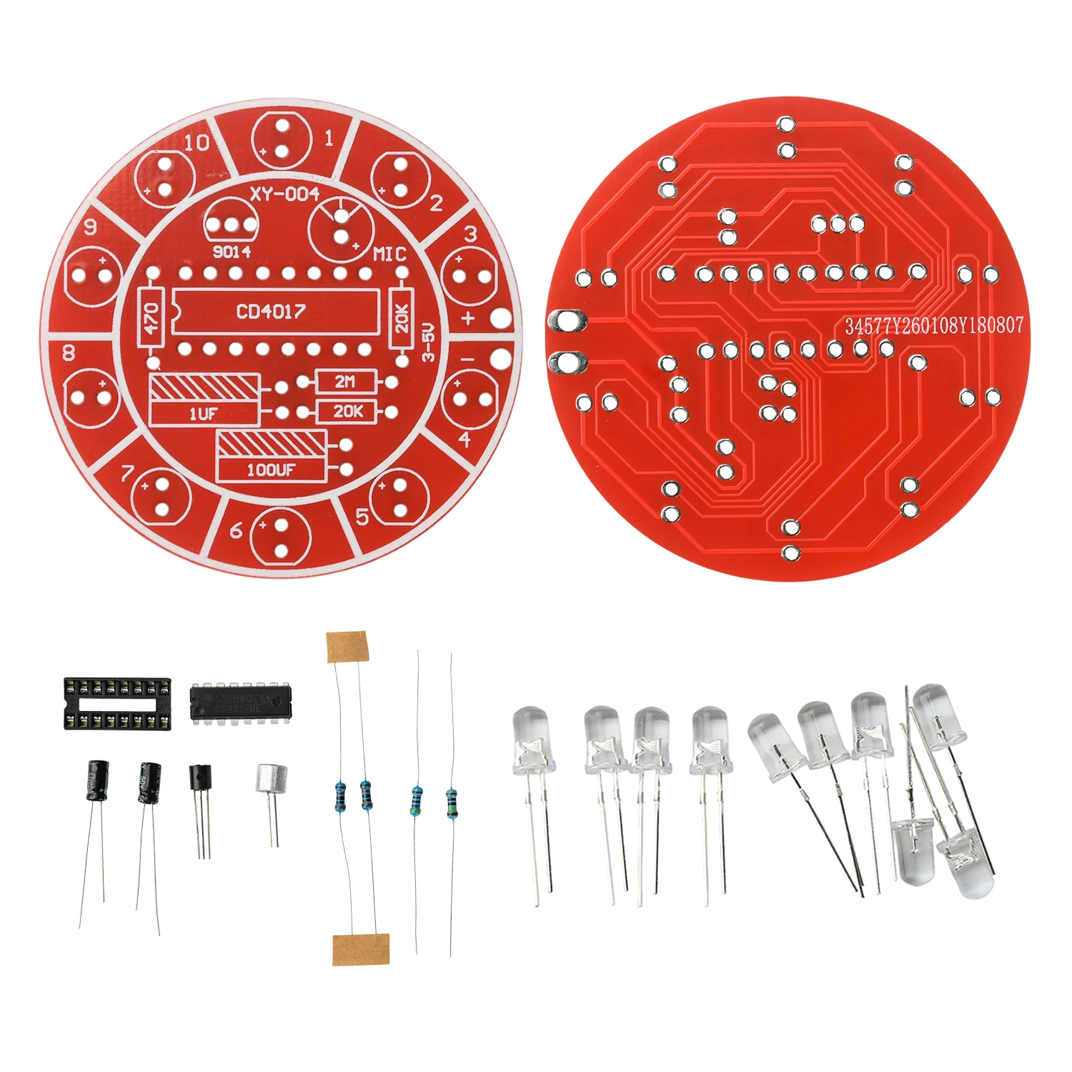 LED Running Light DIY Kit Sound-Activated Flowing LED Lights Soldering Electronic Practice Board with Components DC 3-5V