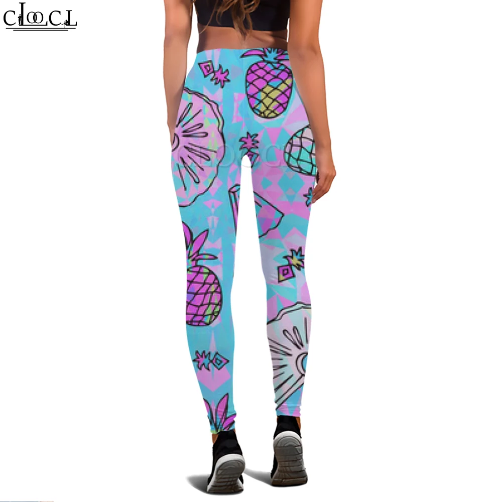 CLOOCL New Fashion Blue Women Legging Watercolor Pineapple Pattern 3D Print Trousers for Female High Waist Seamless Legging