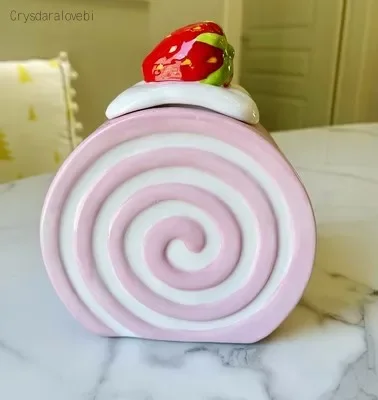 

Ceramic Ice Cream Strawberry Cake Waffle Crisp Storage Tank Seasoning Tank Dessert Bowl Craft Ornament
