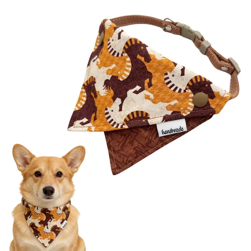 

Year of The Horse Old Money Style Pet Bandana Collar Soft Triangle Bib Adjustable Neck Wear for Dogs Cats Festival Party