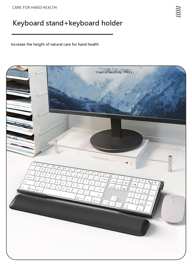 Acryl-Tastaturständer Z-Form Neigbarer Desktop-Ständer mit Handgelenkauflage für Mechanische Tastaturen Transparent Schwarz – Detail 3