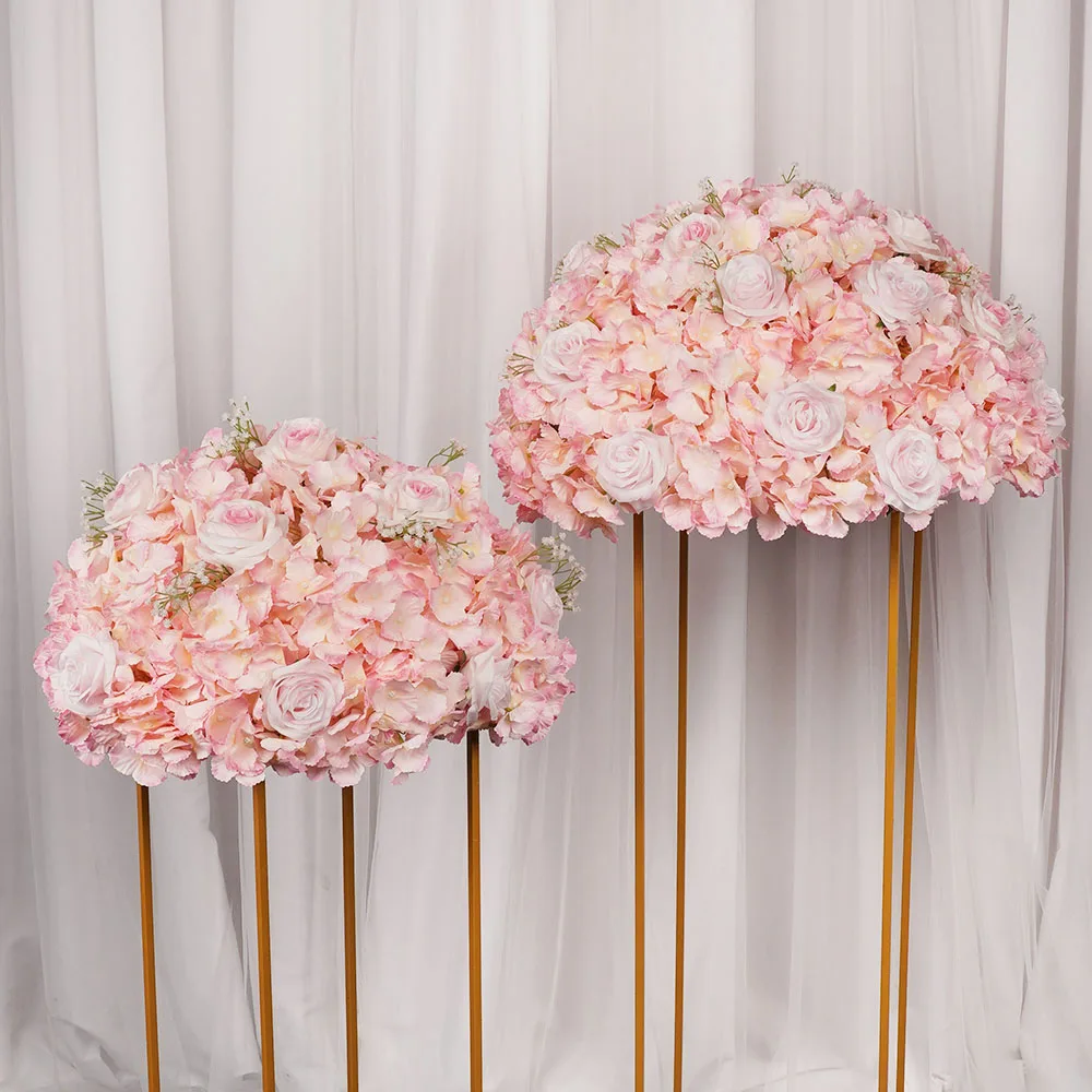 50/60cm Table Flowers Artificial Flower Ball Wedding Decoration Babybreath Table Centerpiece Rose Hydrangea Ball Room Decor