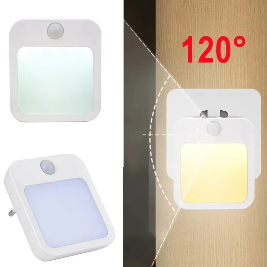 LED Night Lights EU/US Plug Motion Sensor Dimmable Cabinet Light for Baby Bedside Bedroom Corridor Wireless Night Lamp Lighting image 3