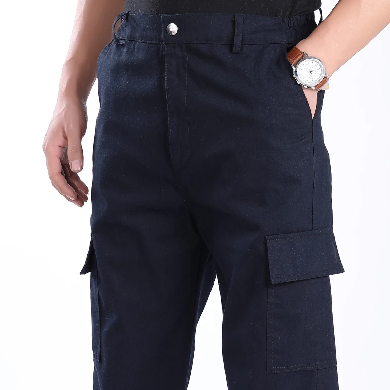 Men's Pure Cotton Work Pants Loose Fit Wear Resistant Dirt Proof Autumn Winter Welding Protection Thermal o Workwear