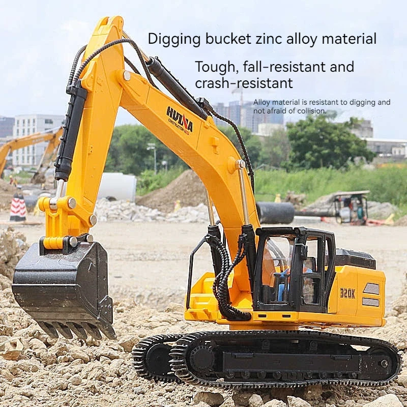 Huina แบบคงที่รถ 1:40 จําลองวิศวกรรม Excavator Breaking เครื่องเจาะเครื่องรถบรรทุกของเล่นเด็ก