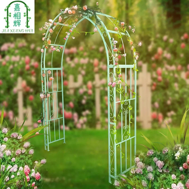 European-style wrought iron arch flower stand, vine climbing frame, iron courtyard flower stand, gardening flower