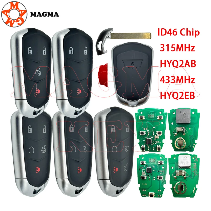 MAGMA مفتاح السيارة عن بعد 315 ميجا هرتز HYQ2AB 433 ميجا هرتز ID46 رقاقة لكاديلاك إسكاليد/ESCALADE ESV 2015-2019 XTS CTS CT6 ATS HYQ2EB HYQ2AB