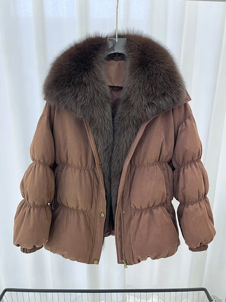 

Winter Real Natural Fox Fur Collar Thick Warm Women Coat 90% Goose Down Jacket Luxury Outwear Coat Female Puffer Jacket