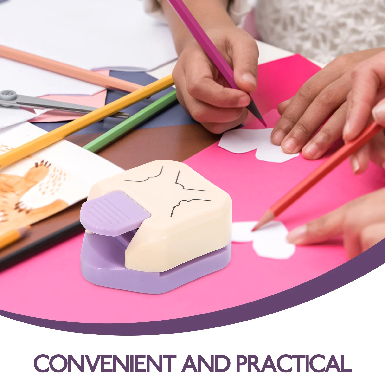 1pc Maker 3-In-1 Paper Punch For Diy Crafts Scrapbooking Card Making Rounded Edge Paper Punch For Crafting Tool Craft Puncher