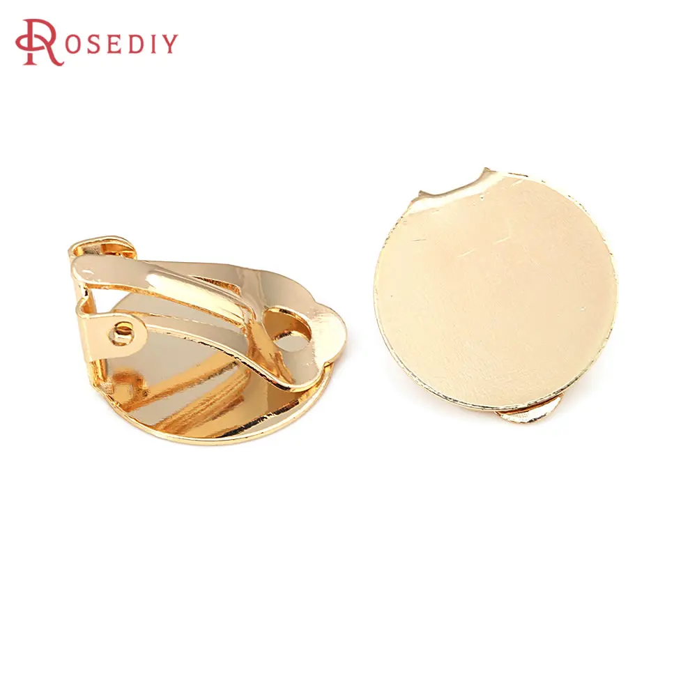 18K Gold Color Flat Size 9MM 10MM 12MM 15MM 16MM 18MM Brass Flat Stick Earrings Clip Diy Jewelry Making Earrings Accessories