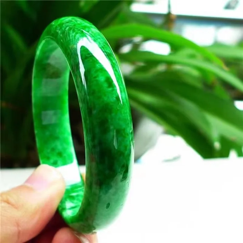 

Ancient Craft Jewelry Natural Original Ecological Pattern Fine Jade Bracelet Emerald Green Bangle Accessories