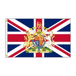 3X5Ft England British Flag with Royal Coat of Arms of the United Kingdom (Both Realms) Banner Decoration 90x150cm Jemony