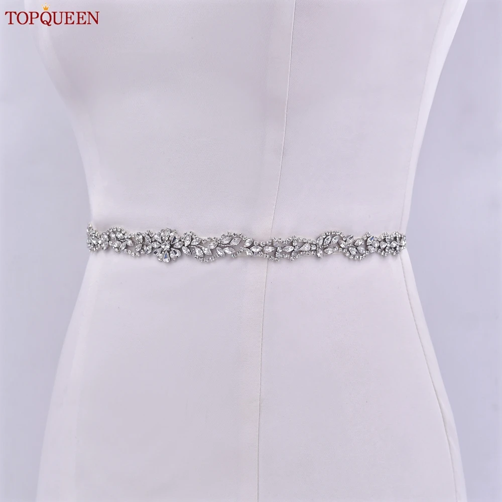 Cintura per abito da sposa da donna TOPQUEEN cintura da sposa con fascia ingioiellata abito formale da donna decorazione in vita cintura da damigella d'onore personalizzata S32