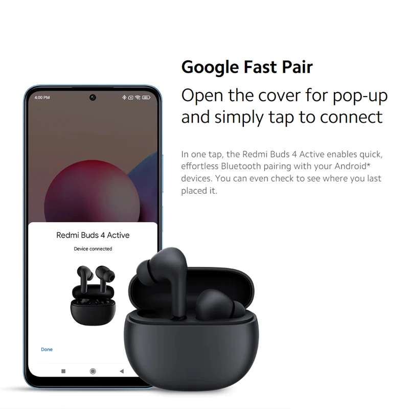 Original xiaomi redmi buds 4 ativo tws versão global sem fio bluetooth esporte fone de ouvido cancelamento ruído à prova dwaterproof água