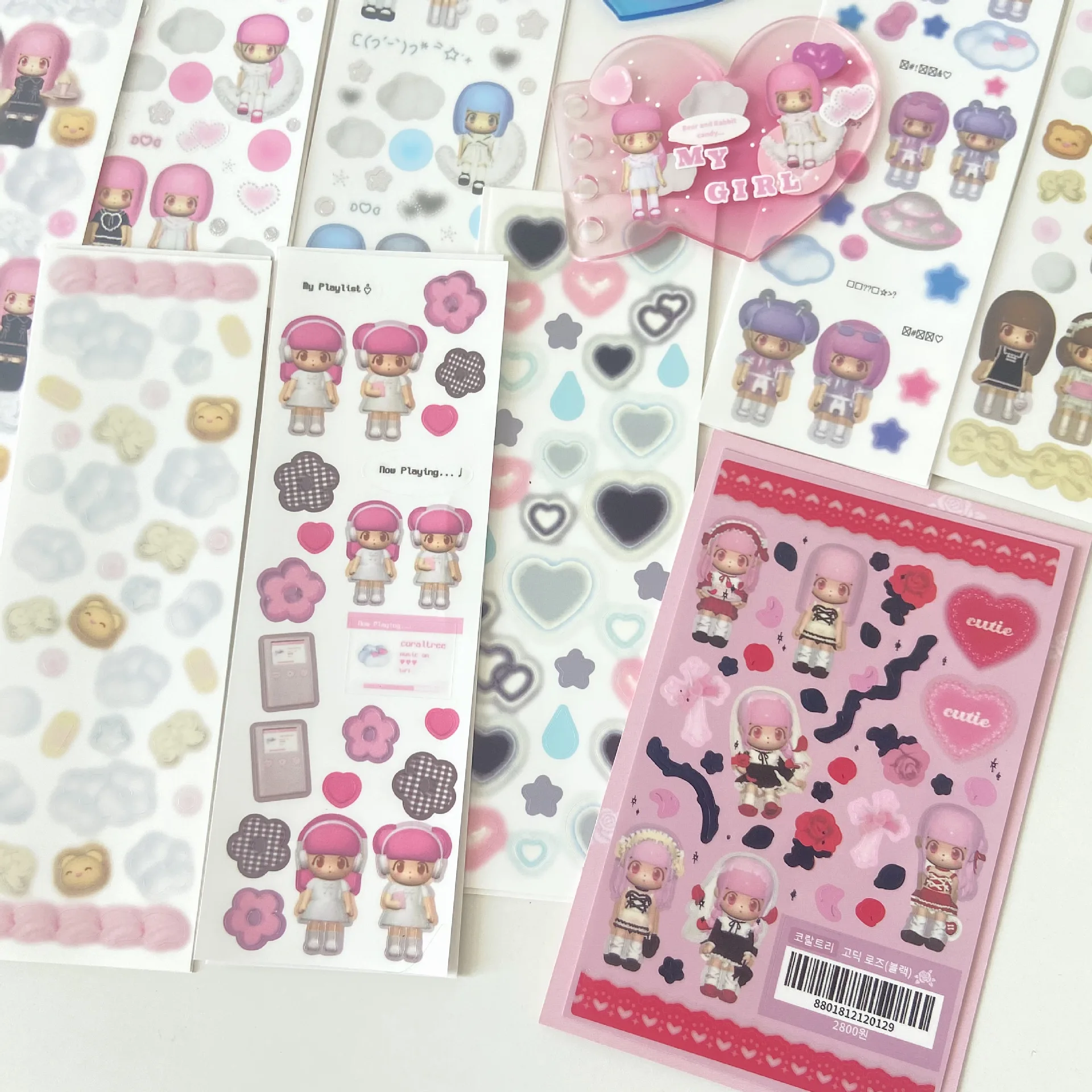 SKYSONIC BOBO Coral Full Set Serie Dekorative Aufkleber Sweet Girl Sub Koreanische DIY Aufkleber Journal Junk Agenda Schreibwaren Suppl – Detail 30