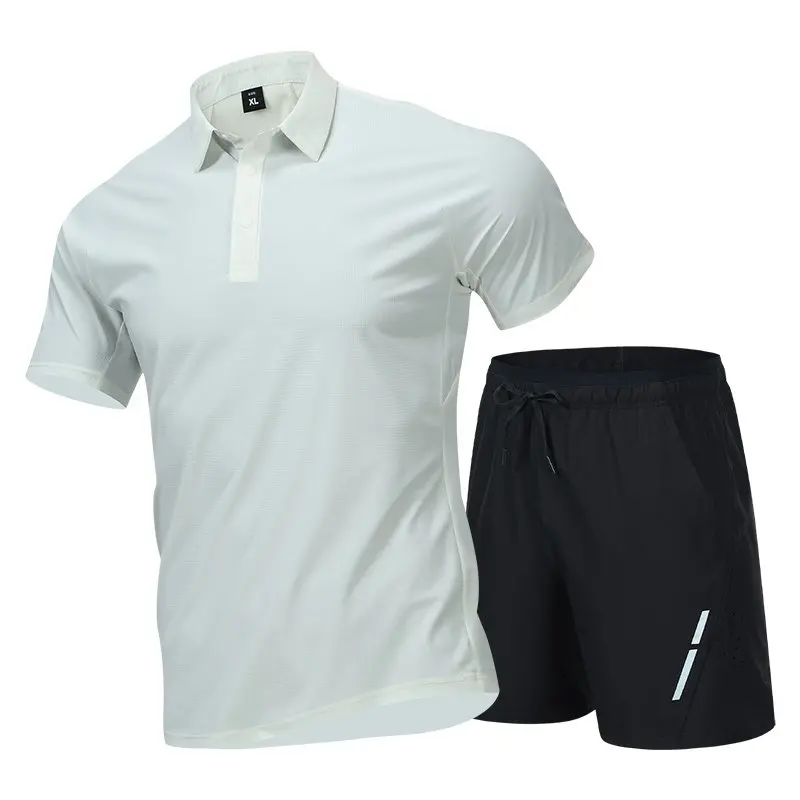 

Men's Lightweight Quick Dry Polo 2-Piece Outfit, Breathable Cooling Moisture-Wicking Shirt & Drawstring Shorts for Summer Sports