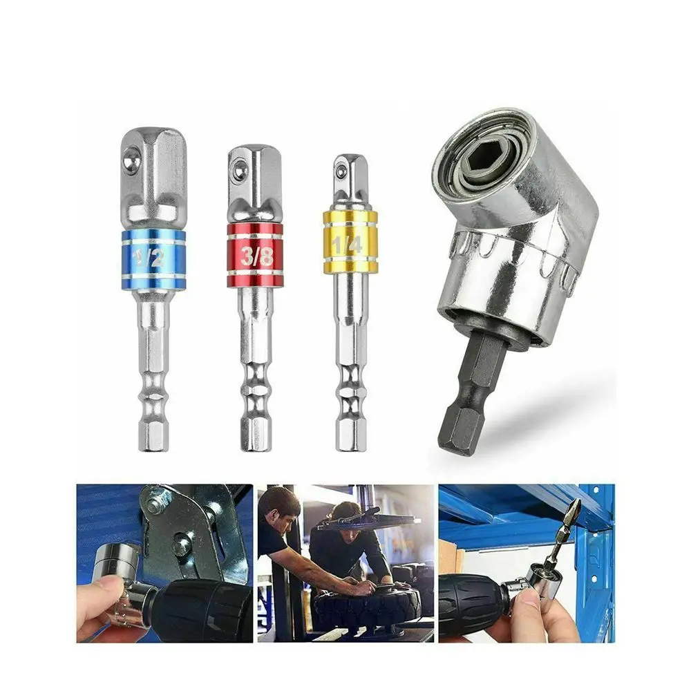 105 Graden Haakse Boor Impact 1/4 3/8 1/2 Grade Driver Socket Adapter Bits Hex Shank 1/4 "Voor Power gereedschap
