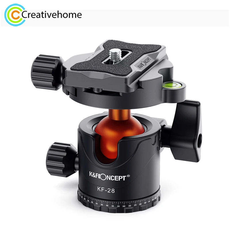 KF-28 Metal Tripod Ball Head 360 Degree Rotating Panoramic Photo Camera Stand with 1/4 Inch Quick Release Plate For DSLR Camera