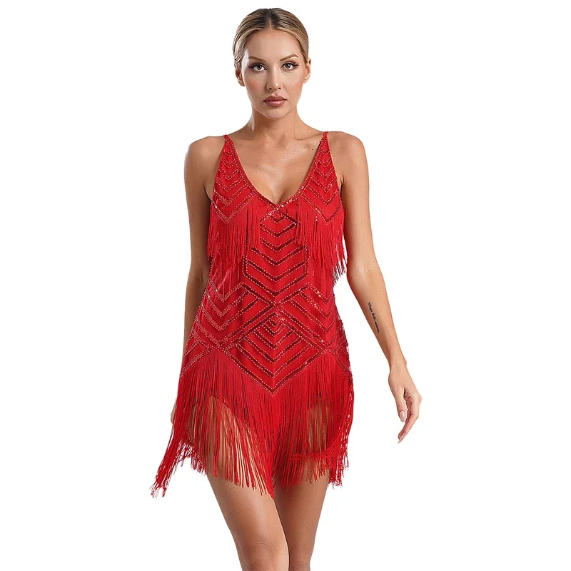 

RT01 Latin Dance Dress Women Sexy Tassel Fringe Sequin Salsa Allroom Tango Cha Cha Rumba Samba Latin Dresses Dancewear Rave &Gf1
