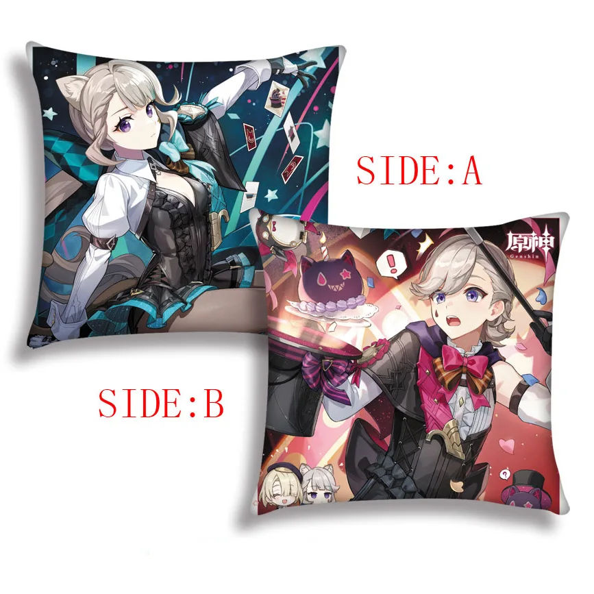 Anime Genshin Impact Pillow Kinich Mavuika Lyney Lynette Throw Pillowcase Otaku Bed Decorative Back Pillow Cushion Sofa Pillow