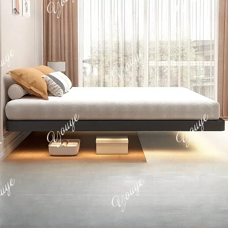 N49 Platform Bed Frame Metal Floating Double Queen Bed Frame Comfortable Muebles Para Cuarto Recamara Furniture Bedside Excluded