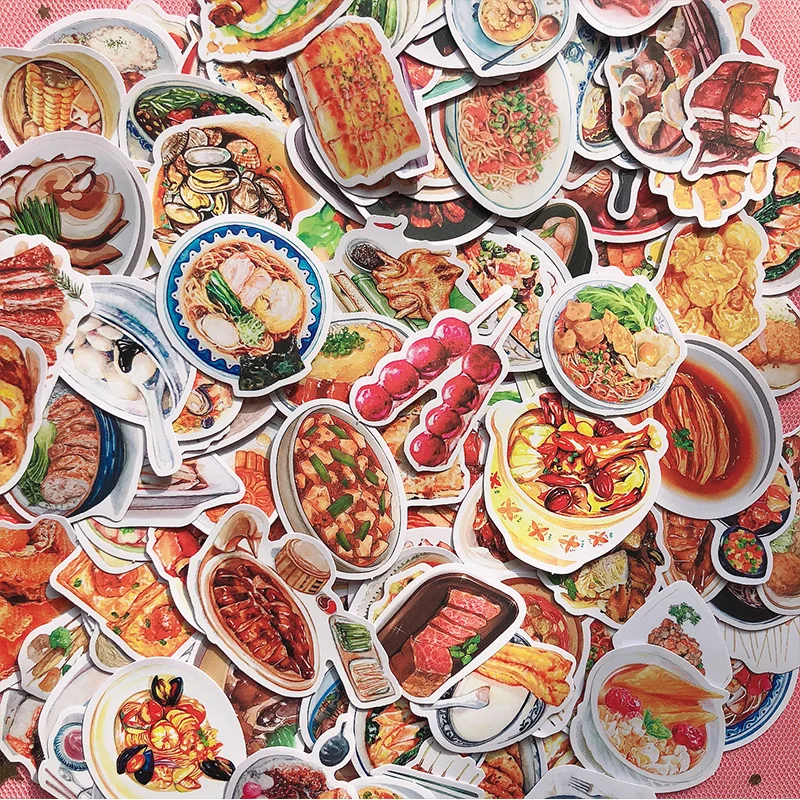 

150Pcs Chinese Food Menu Cartoon Style Sticker DIY Diary Decoration Mobile Phone Case Water Cup Skateboard iPad Graffiti Decal