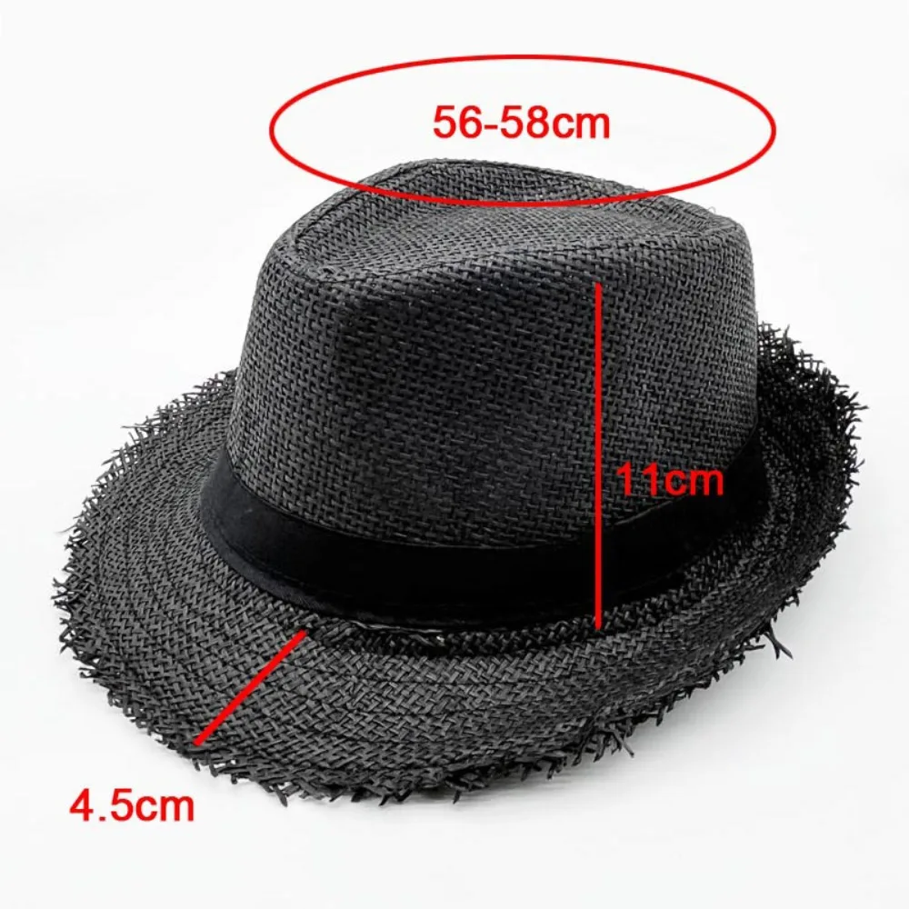 Straw Sun Hat Unisex Wide Brim Cowboy Straw Hat Sun Protection Jazz Hat Womens