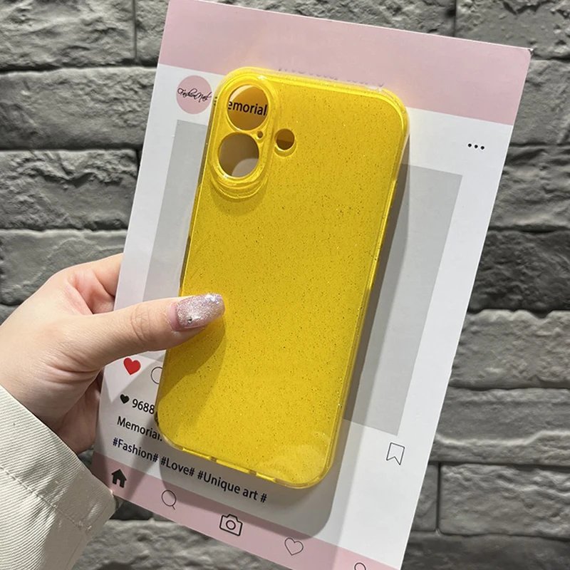 Helle fluorschlange gelbe Glitzer-Handyhülle für iPhone 17, 16, 15, 13, 14, 12, 11 Pro Max, 16e XS XR X 7 8 Plus SE, weiche Silikonhülle – Detail 10