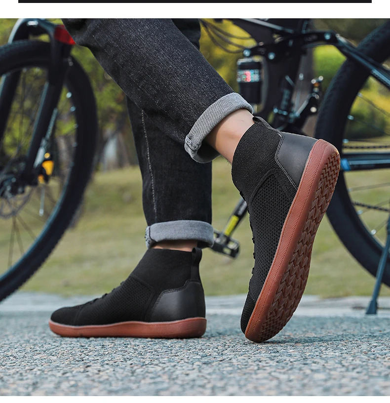 Mid-Top-Barfußschuhe für Männer und Frauen, breiter Zehenbereich, minimalistische Sneaker, atmungsaktiver Strick, Zero Drop, breiter Schnitt, lässige Walkingschuhe – Detail 12