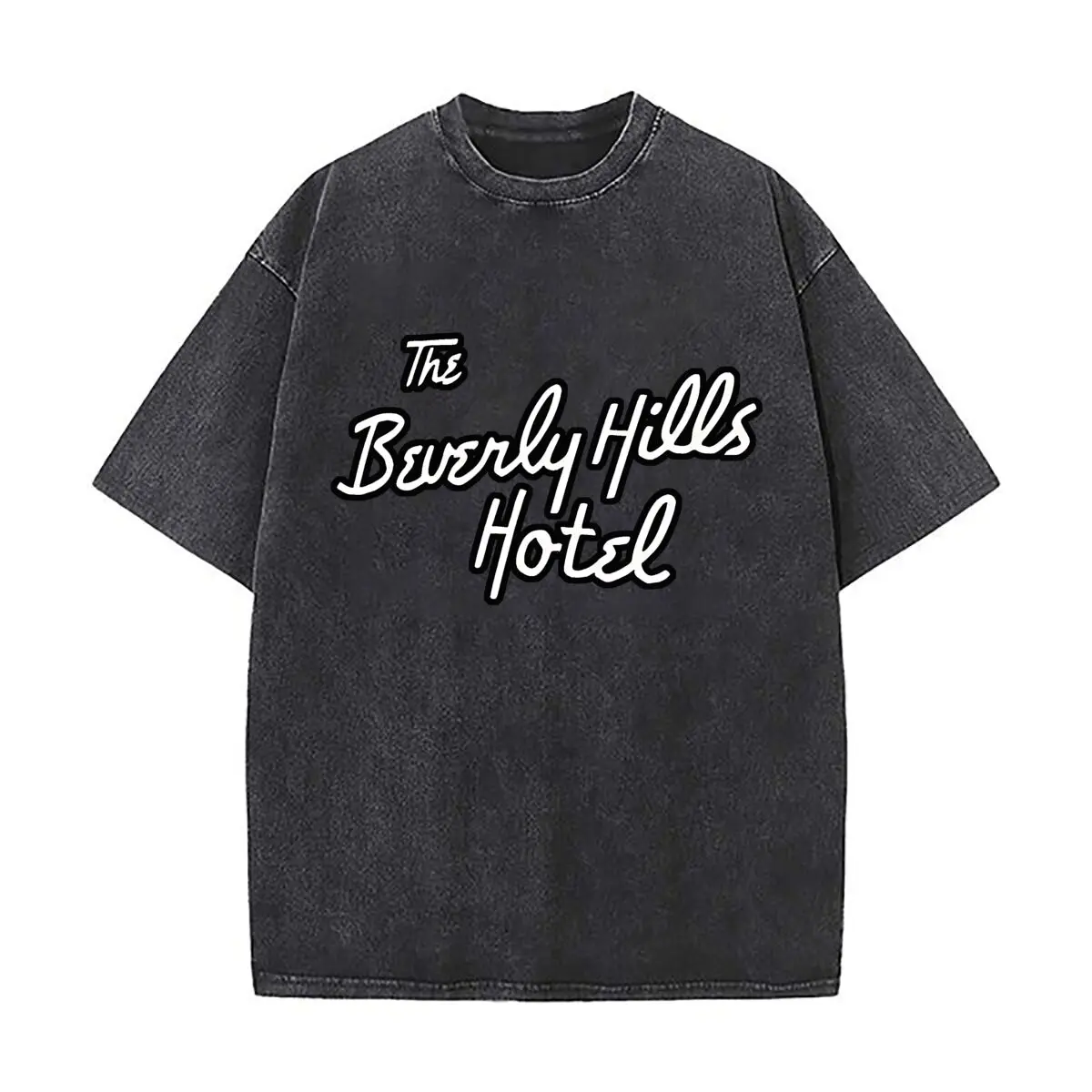 Beverly Hills Hotel Art Sports Casual Distressed Washed Short Sleeve Breathable Cotton Top