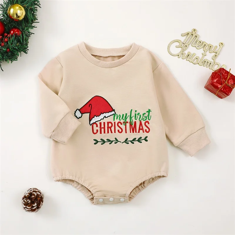 

Infant Holiday Jumpsuit with Festive Reindeer Applique and Cozy Fleece Lining - Christmas Baby Romper for Newborns