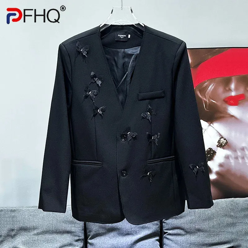 

PFHQ Autumn Winter Korean New Fashionable Decoration Design Men's Loose Versatile Casual Sold Color Male Tops Fashion 21Z6089