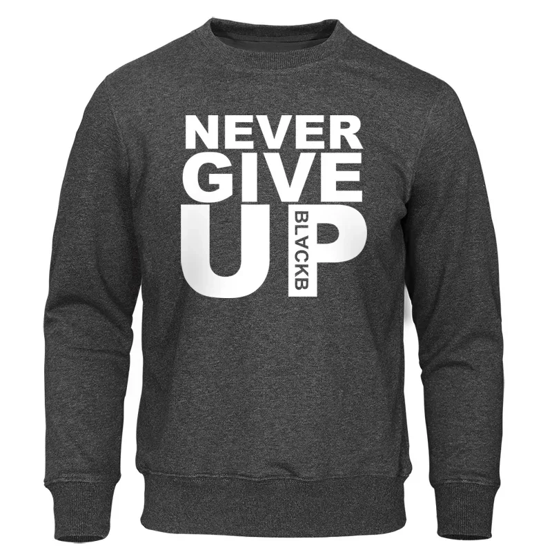 You'll Never Walk Alone Never Give Up Sweatshirts Mens Fashion Oversized Clothing Crewneck Breathable Loose Sportswear Male