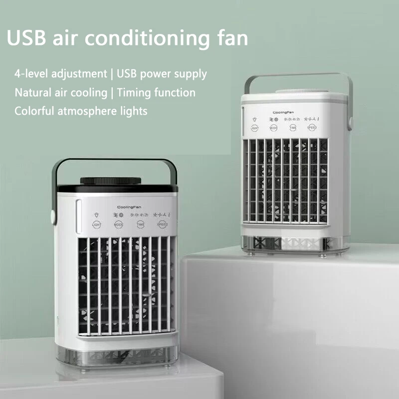 For Bedroom Portable Air Conditioner Mini Air Cooler USB Air Conditioning Fan Ice Water Air Cooling Fan With Humidifier