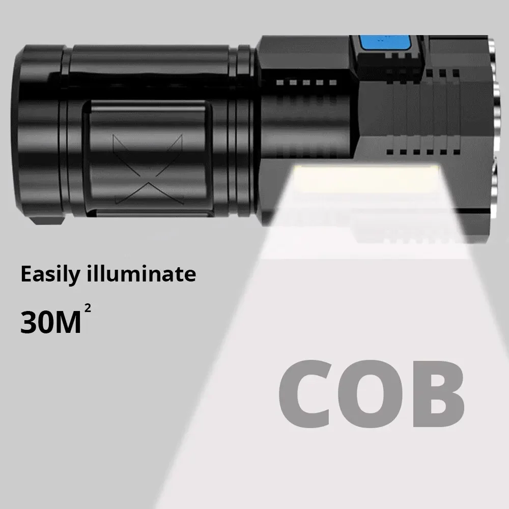 Imagem -03 - Lanternas Led de Alta Potência Tocha de Acampamento Grânulos de Lâmpada Luz Lateral Cob Lanterna de Mão Portátil Recarregável Modo de Iluminação