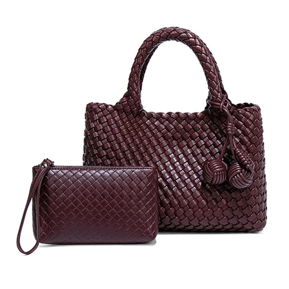 

Woven Shopper Bag Fashionable Top Handle Tote Bag Shoulder Handbags Strap Casual Satchel Purse Design for Everyday Style