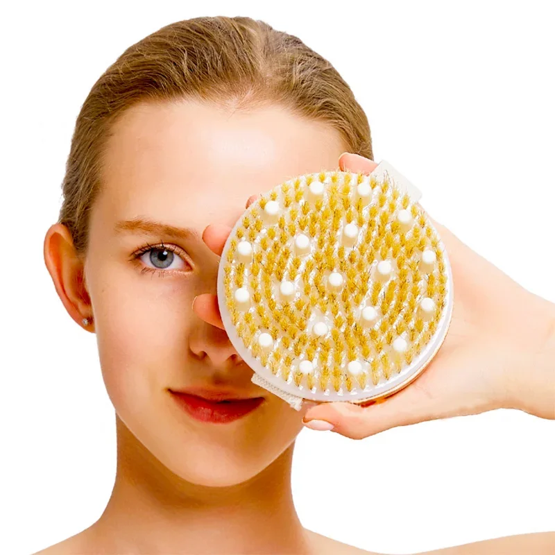 الجلد الجاف الجسم الاستحمام فرشاة لينة الطبيعية الخشن سبا التقشير خشبية الجسم فرشاة اغتسال أدوات مساج لتقشير السيلوليت