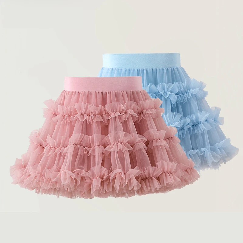 

DE PEACH Fashion Kids Puffy Tulle Tutu Skirts For Girls Princess Lace Fluffy Skirts Children Ballet Dance Birthday Party Skirt