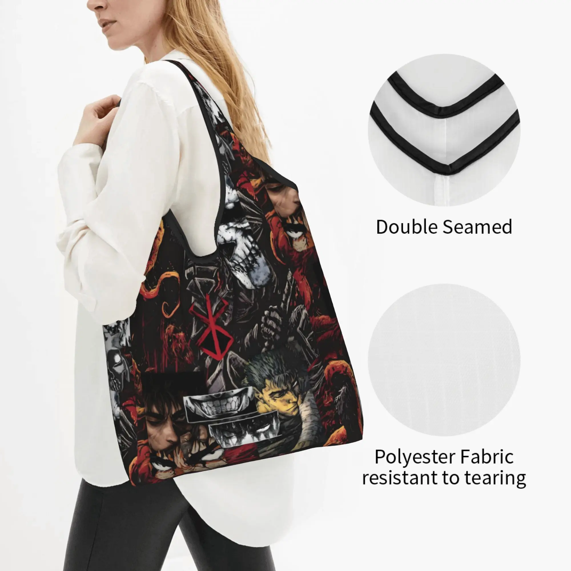 Fashion Printing Classic Animes B-Bereserks Manga Tote Shopping Bag Portable Shopper Shoulder  Handbag