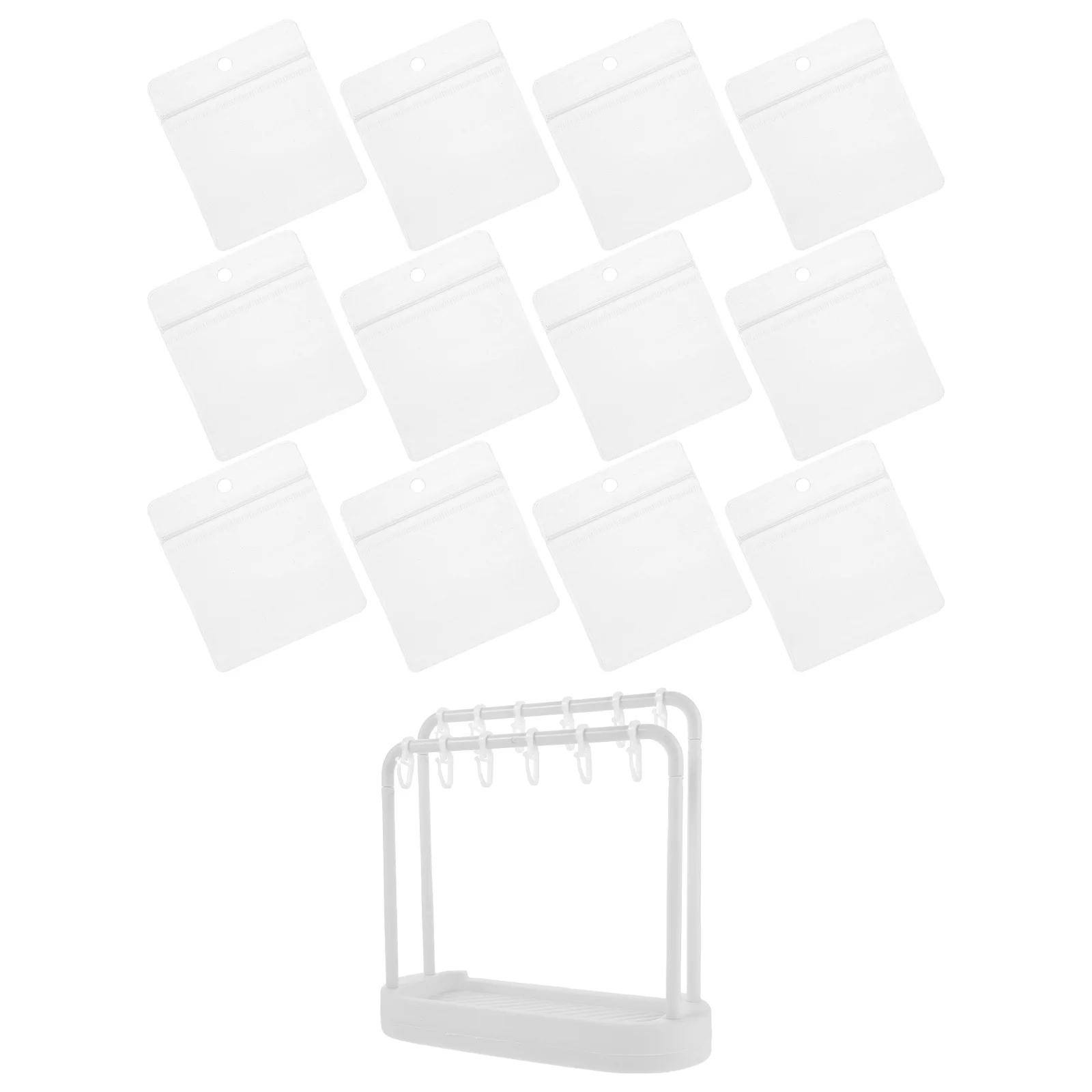 

1 set 1 Set Clothes Organizer 20 Hooks Clear Pockets Miniature Wardrobe Accessory For Clothing Lapel Pins Plastic Display Rack