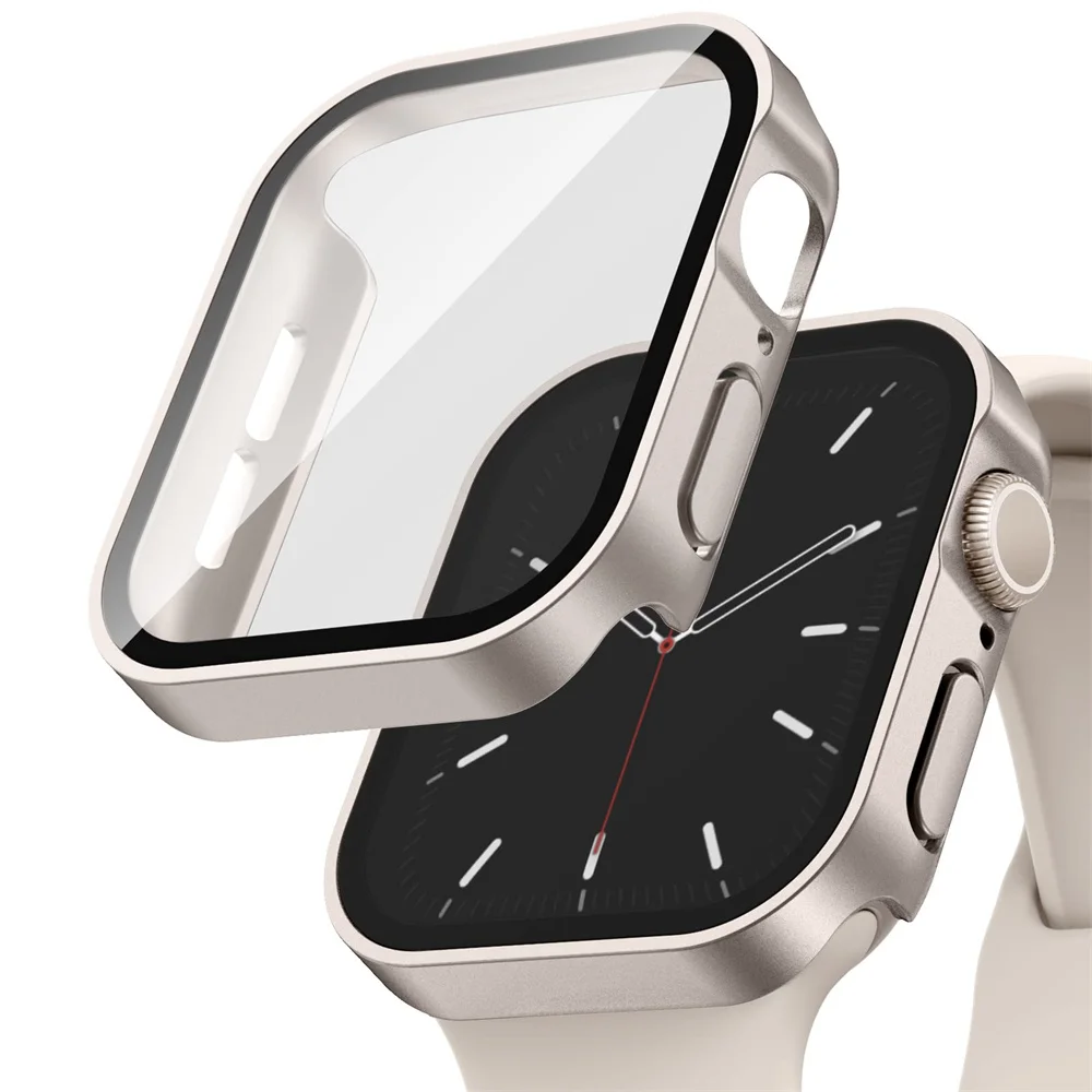Glas + Abdeckung für Apple Watch Gehäuse Serie 9, 8, 7, 6, 5, 4 SE 44 mm, 40 m, 41 mm, 45 mm, gerade Kante, Displayschutzfolie, Apple Watch-Zubehör