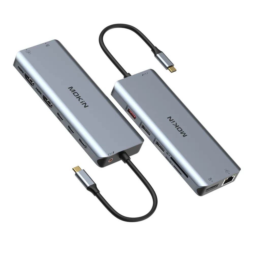 MOKIN-Adaptateur USB Type-C vers HDMI, DP, VGA, RJ45, Ethernet, USB 3.1, PD 100W, 4K, 60Hz, pour Macbook Pro Air, Dallas/M2, accessoires PC